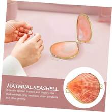 Box Home Decor Ring Case Decoracin de computadora Pequeo Collar Contenedor Organizador de Joyera, Concha Joyero Elegante Perla Almeja Vieira Decorar Conchas Naturales de Agua Dulce - Color aleatorio + 6.5x6cm - Ver 6