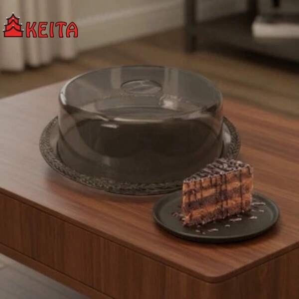 Porta Queijo Bolos Pudim Tortas Organizador Com Tampa Fumê Preto Translúcido Linha Premium Pães Doces Queijeira Acabamento em Trança