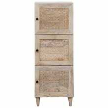 White Sideboard 40 X 33 X 110 Cm Solid Mango Wood - White - View 3