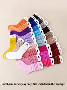 12 Pairs Girls Solid Color Ribbed Loose Leg Warmers, Cute Ballet Style Knitted Mid-Calf Leg Warmers Set - Multicolor - View 4