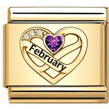 Pulsera de encanto italiana con patrón de corazón mensual para hacer joyas - Dorado - Ver 7