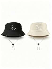 1pc/2pcs Kids Dinosaur Pattern Bucket Hat, Solid Color Sun Protection Hat, Suitable For Outdoor Sun Protection And Daily Casual Wear - Multicolor - View 27