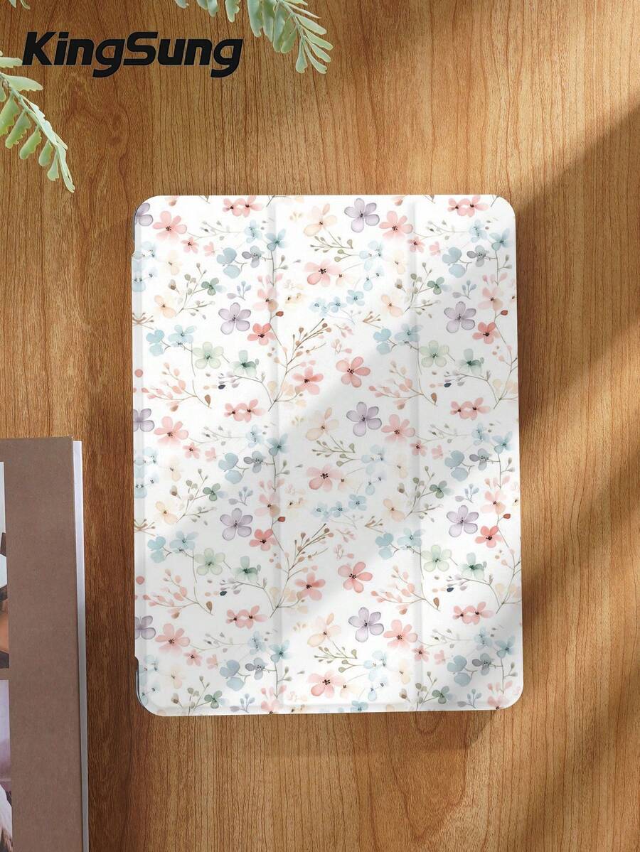 Kingsung 花卉植物平板保護殼，相容於 iPad Air 8(M4)2026(11吋)、Air 8(M4)2026(13吋)、9.7/10.2/10.5/10.9/12.9/Pro 11、第10代，相容於 Galaxy Tab S6 Lite 10.4吋，相容於 Kindle Paperwhite 第12代 2024、Kindle (第11代) 2022版，柔軟防摔保護，智慧支架/自動喚醒/睡眠