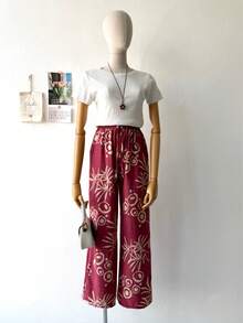 Women's Pants With Floral Print, Duna Fabric. - 粉色 - 查看 1