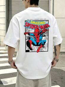 Camiseta con estampado de la portada del cómic Amazing Spider-Man de Marvel Comics, 100% algodón, ropa de hombre, camisetas de verano, conjuntos para vacaciones, regalos para hombre de la serie Marvel, ropa urbana. - Blanco - Ver 1