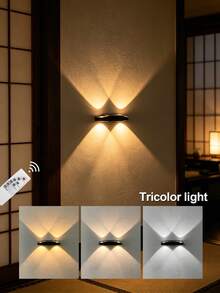 1 pieza Luz nocturna con sensor de movimiento 4LED, lámpara de pared magnética recargable inalámbrica, luz LED inalámbrica para escalones de escalera - Luz de ojo de gato negra de cuatro agujeros - Ver 5