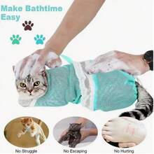 2 Stücke Set Katzen-Badebeutel, verbessertes komfortables Mesh-Design, Katzen-Badehilfe, geeignet für Katzen- und Hundebaden, Krallenschneiden, Fellpflege und Medikamentengabe - Verschiedenfarbig - Übersicht 3