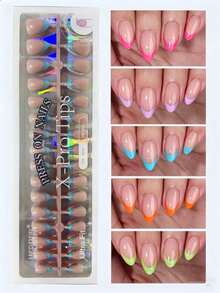 160 Stück mittlere Mandelform French Gel Kunstnägel, matte French Kunstnägel, weiche Gel Kunstnägel, diese Kunstnägel sind in 16 Größen erhältlich, geeignet für Nagelkunst DIY, geeignet für Frauen und Nagelstudios. Press-On Kunstnägel, Nagelkunst Zubehör, Nägel - Verschiedenfarbig - Übersicht 7