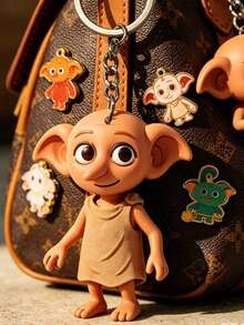 Harry Potter Dobby Elf PVC Keychain, Cute Mini Dobby Design, Magic World Collectible Accessory, Celebrate Your Love For The Magic World With This Adorable Dobby Keychain, Featuring A Charming Sculpture Of Harry Potter's Beloved House Elf. - Keychain - View 1