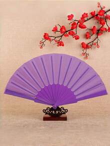 1/10pcs Solid Color Plastic Folding Hand Fan, Portable Clapper Fan, Suitable For Line Dance, Carnival Performance, Foldable Handheld Cooling Fan, Party Wedding Home Decor Gift, Multiple Colors Available - Fan - View 6
