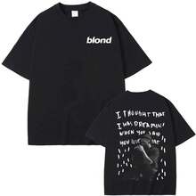 Streetwear Rapper Frank Doppelseitig Bedrucktes T-Shirt Rap Herren Blondes Hip-Hop T-Shirt Ocean Oversized Damen Casual Reine Baumwolle T-Shirts - 2 - Übersicht 3