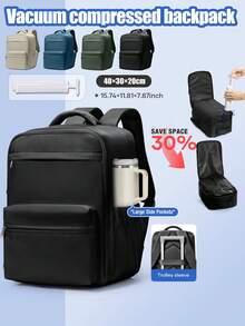 Vacuum Compression Backpack - Durable Nylon Material, Unisex Large Capacity Travel Backpack, Multi-Functional Luggage Storage Backpack, Lightweight Waterproof - Perfect For Travel, Hiking, Camping And Outdoor Adventures. Multi-Functional Vacuum Compression Storage Backpack, Outdoor Travel Luggage Storage Backpack, College Student Casual Backpack - Multicolor - View 1