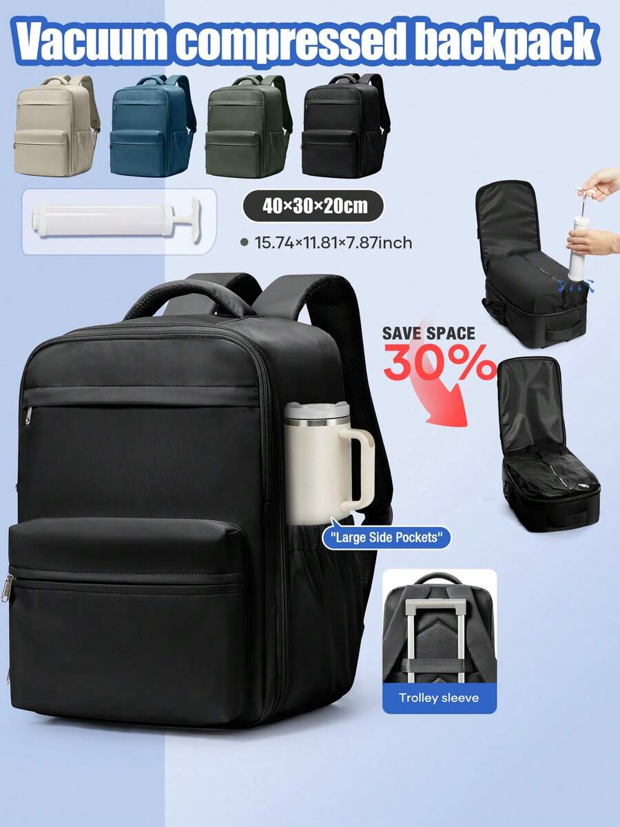Vacuum Compression Backpack - Durable Nylon Material, Unisex Large Capacity Travel Backpack, Multi-Functional Luggage Storage Backpack, Lightweight Waterproof - Perfect For Travel, Hiking, Camping And Outdoor Adventures. Multi-Functional Vacuum Compression Storage Backpack, Outdoor Travel Luggage Storage Backpack, College Student Casual Backpack - Multicolor - View 1