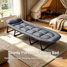 Sturdy Portable Folding Bed, Compact Space-Saving Design, Durable Frame, Multi-Purpose Use - Perfect For Travel, Camping, Guests & Home Office Naps. Easy To Store & Set Up. Practical & Thoughtful Gift Choice! - Padded Portable Version - View 8