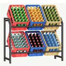 Beverage Crate Rack For 6 Beverage Crates, Metal Beverage Rack, Crate Rack With 2 Levels For Beer, Vegetables, 100 Kg Load Capacity Per Level, For Kitchen, Dining Room, Living Room, Black - 查看 2