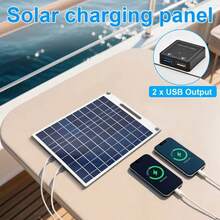 10W 太陽能板套件,便攜式隔熱太陽能充電器,配備雙 USB 與 DC 接口,適用於遊艇、露營車、船隻與戶外露營,便攜式戶外太陽能板 - 黑色 - 查看 7