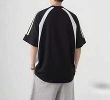 Adidas 男士夏季運動休閒百搭舒適短袖T恤 - 黑色/白色 - 查看 4