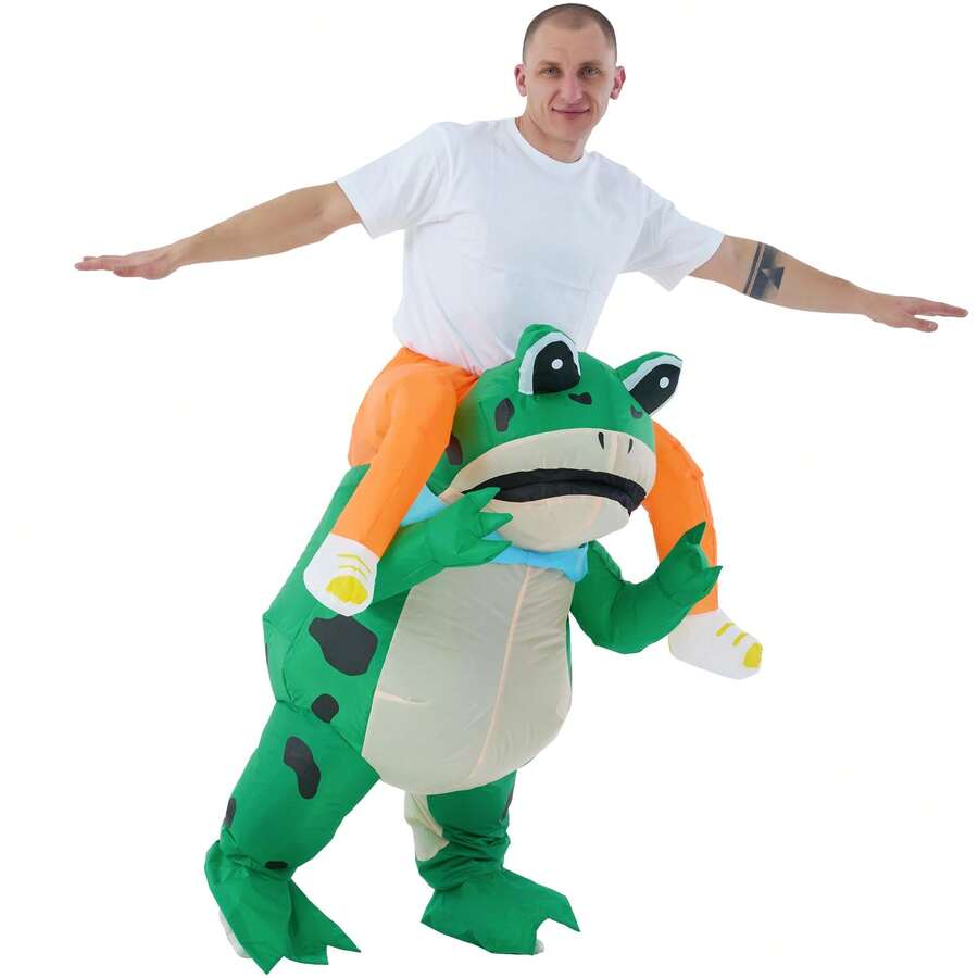 Inflatable Frog Costume For Women Man Aldult Cosplay Party Inflatable Full Body Frog Costume Blow Up Costumes Halloween Christmas, Carnival - Green - View 1
