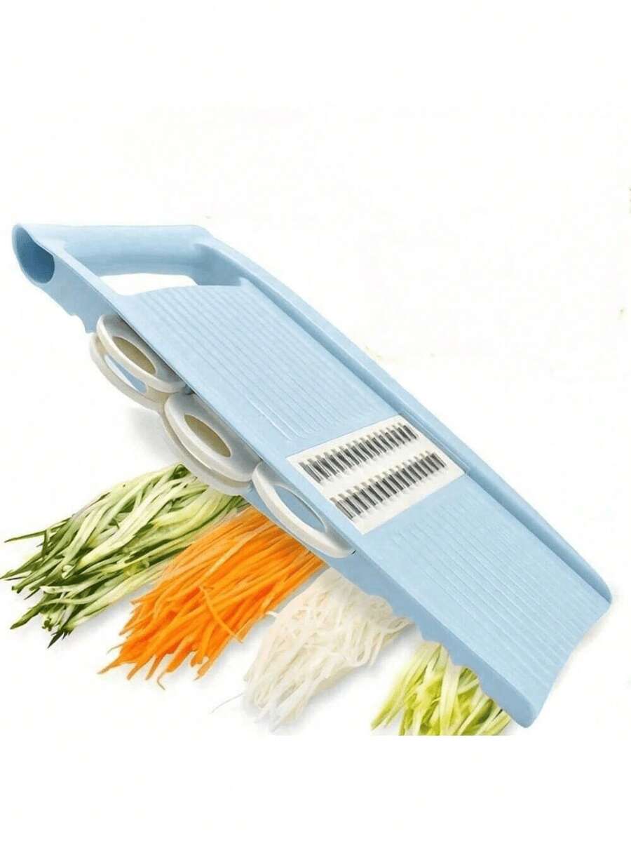 5合1多功能蔬菜切片機,手動食物研磨器與切絲器,切片/刨絲/切絲/切碎,不鏽鋼刀片/ABS,多個可更換刀片,廚房家用 - 多色 - 查看 1