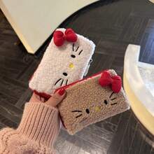 1pc Cute Embroidered Plush Three Dimensional Bow Storage Red Checkered Inner Pen Bag Suitable For Students And Teenagers' Study Supplies - Multicolor - View 4