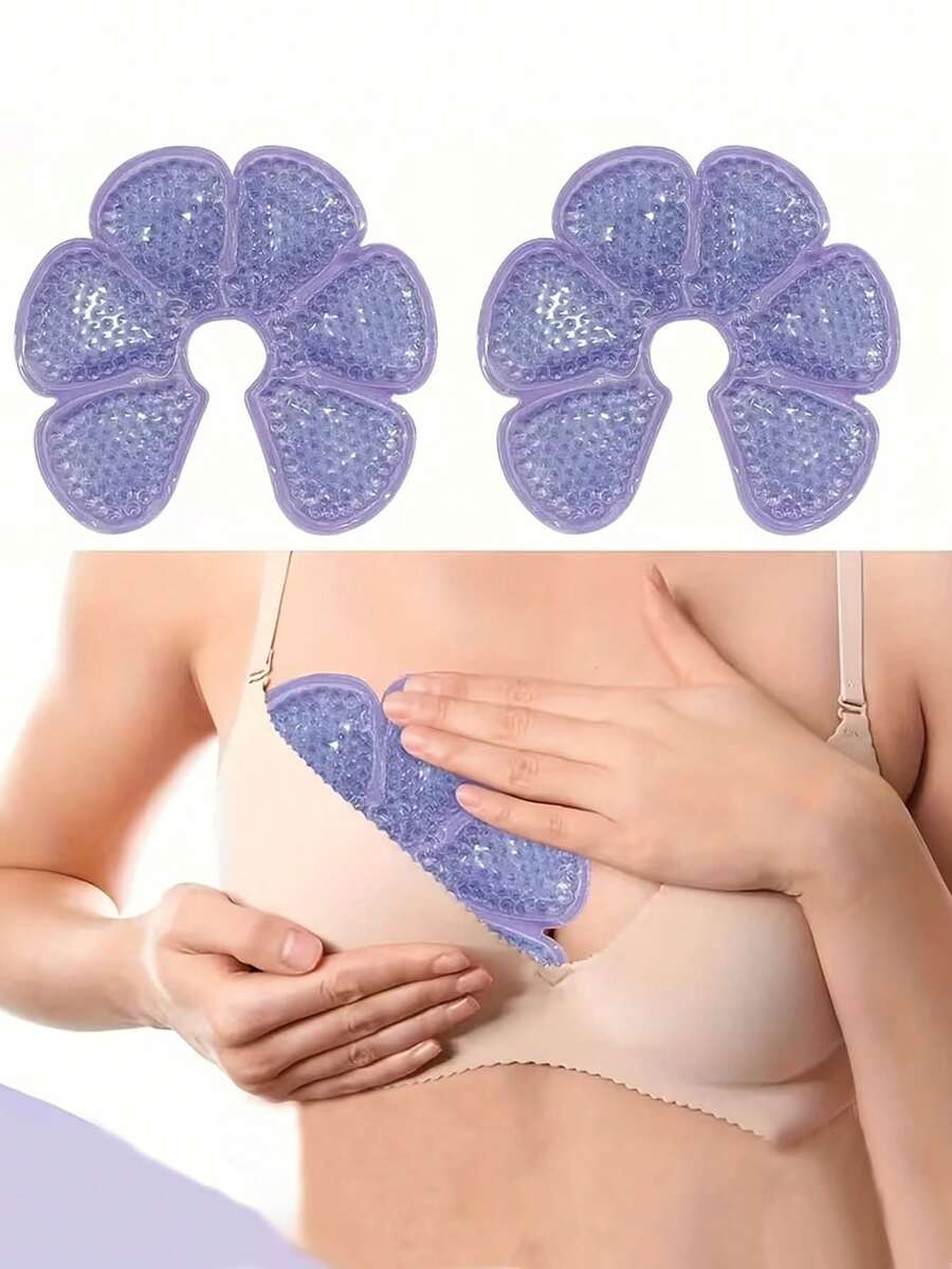 1/2 buah Bantalan Gel Panas & Dingin yang Dapat Digunakan Kembali | Bantalan Payudara Silikon, Cocok untuk Menyusui, Relaksasi, dan Meredakan Lecet - Desain Dua Sisi, Memberikan Sensasi Dingin Selama Menyusui - Mauve Purple - View 1