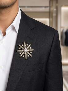 Luxury Rhinestone Eight-Pointed Star Brooches - Creative Pins For Man Casual Party Jewelry Accessories / Friends Gifts Badges Decoration - Men's Brooch - View 11