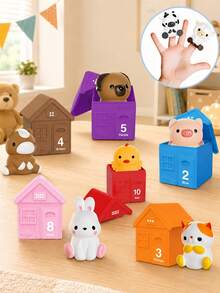 Cute Farm Animal Hand Puppets Set, Made Of Soft Rubber Material, Suitable For Promoting Baby's Cognition, Fun Parent-Child Interactive Toy - Multicolor - View 1