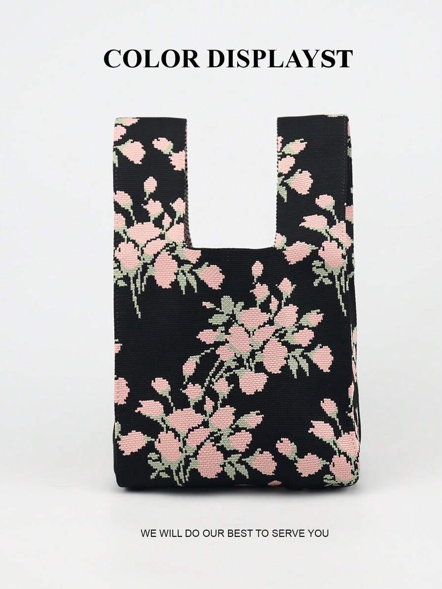 1pc Crochet Breathable Lightweight Foldable Handbag, Suitable For Carrying Phone, Cosmetics, Perfume, Daily Use, Vacation, School, Commute, Shopping, Photography, Camping, Running, Suitable For All Seasons - Multicolor - View 1