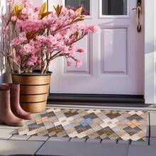 1 pieza Alfombra de cocina con estampado de patchwork geométrico estilo Morandi, alfombra antideslizante para el piso, alfombra decorativa para fiestas y vacaciones, alfombra a prueba de aceite, alfombra de secado rápido, adecuada para cocina, pasillo, baño, lavandería, decoración del hogar - Multicolor - Ver 4