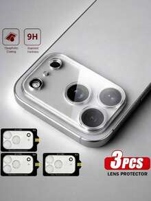 3 piezas Protector de pantalla de vidrio templado 9H para lente de cámara, para iPhone 17/Air/17 Pro/17 Pro Max/16 Pro Max/15 Pro Max/14 Pro Max/13/12/11 Pro Max | Compatible con múltiples modelos de teléfono, alta dureza - transparente - Ver 21