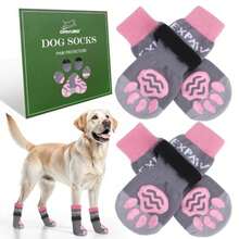Dog Socks To Prevent Licking Paws, Dog Shoes For Hot Pavement, Non Slip Dog Booties For Hardwood Floors, Dog Boots And Paw Protectors For Small Medium Lar Senior Dogs Grey Pink S - Small - View 1