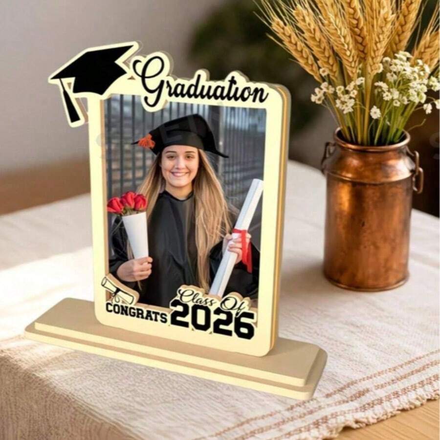 D Wooden 2026 Graduation Season Shaped Photo Frame Decor, Class Of 2026 ...