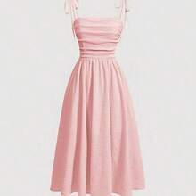 yonghongmaoyi1  MOD Vestido midi con volantes bordados en rosa - Lila Púrpura - Ver 6