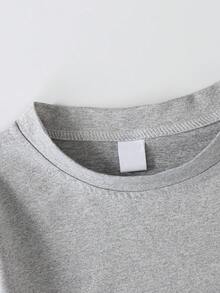 Camiseta de tirantes de cuello redondo con estampado de estilo musical y diseño de letras para niño preadolescente, nueva y cómoda para el verano - Gris - Ver 4