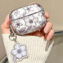 Estuche de auriculares transparente con estampado floral de manzana compatible con AirPods 1/2 y AirPods Pro - Multicolor - Ver 12