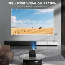 Proyector inteligente Android AOC con WiFi de doble banda 2.4G/5G, proyector mini nativo 720P, compatible con decodificación 4K, corrección trapezoidal de 4 puntos, proyector de cine en casa portátil para películas, juegos, camping al aire libre - Negro - Ver 4