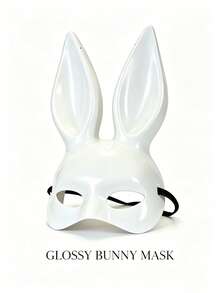Shiny Black Bunny Girl Mask, Half-Face Long Ear Rabbit Design, Women's Sexy Masquerade Headpiece, Perfect For Halloween, Cosplay, Nightclub, Prom, Carnival And Party Decoration - Multicolor - View 8