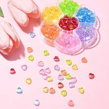 35/55/88/100/200Pcs Colorful Heart-Shaped Acrylic Beads Transparent Colorful Heart Beads For Jewelry Making DIY Craft Materials Random Colors - Multicolor - View 12