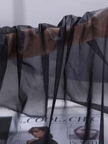 1 pieza Tela de organza de vidrio negra, tela de tul rígida y dura para dar forma a faldas, tela decorativa para bordado y manualidades - negro - Ver 3