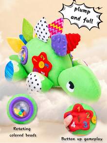 1 Stück bunte große Dinosaurier-Sensorik-Plüschpuppe für Babys und Kleinkinder, multifunktionales Plüschtier mit integrierten bunten Perlen, Rassel, Knisterpapier und Spiegel, interaktive Sensorikpuppe für Neugeborene, geeignet als Geschenk für Neugeborene - Verschiedenfarbig - Übersicht 5