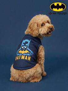 Batman X PETSIN 1 Áo vest cho thú cưng hình siêu anh hùng đeo mặt nạ, in hình đầu người, màu xanh dương đậm, mềm mại, thoáng khí, thoải mái. - Màu xanh đậm - Xem 1