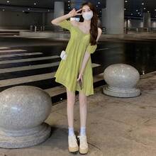 Women Short Dresses - Green - View 5