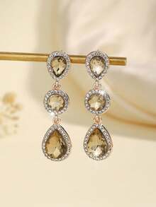 1 Pair Bohemian Alloy Glass Rhinestone Studded Fashion High-End Versatile Bestselling Earrings - Light Brown - View 3