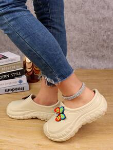 Spring/Summer Unisex Plus Size Soft Sole Fashion All-Season Mule Slippers, Indoor Home Bathroom Slippers, Outdoor Beach Sports Sandals, Clog Slides - Khaki - View 5