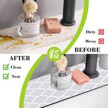 1pc Plaid Artistic Sink Faucet Absorbent Mat, Drainage Mat, Kitchen, Bathroom Sink, Countertop, Drainage Mat, Diatomaceous Earth Washbasin, And Trimmable Quick-Dry Mat. - Multicolor - View 10