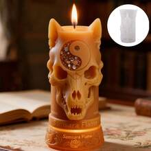 Vela de Aromaterapia con Relieve de Calavera de Animal Diablo, Decoración de Estilo Gótico Oscuro para Halloween - Esqueleto de demonio animal - Ver 4