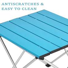 Grope - Mesa de camping plegable portátil con tablero de aluminio perfecta para exteriores picnic barbacoa cocina festivales playa hogar profundo-S - Azul - Ver 8