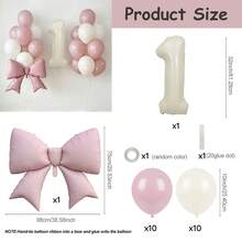 1 Set Blush Pink Balloon With Large Bow Foil Balloon Set, Bohemian Theme Birthday Party Decoration Supplies, Suitable For Baby Shower, Wedding - View 4
