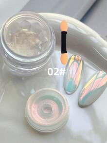 變色龍極光珍珠美甲粉附抹布工具，幻彩紫綠藍漸變鏡面粉，魔幻閃耀冰透亮面美甲DIY裝飾配件套組，美人魚風(0.5g/瓶) - 彩色 - 查看 17