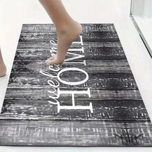 1pc Faux Distressed Wood Grain Welcome Home Pattern Printed Kitchen Mat Non-Slip Floor Mat, Holiday Party Decor Mat, Rug, Non-Slip Oil-Resistant Foot Mat, Quick-Dry Rug, Suitable For Kitchen, Hallway, Bathroom, Laundry Room Home Decor - Multicolor - View 9